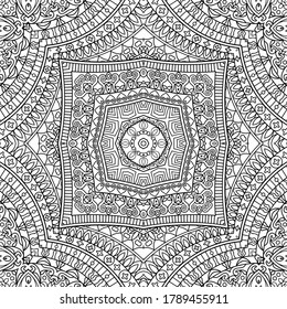 Vector abstract ethnic nature hand drawn ornamental background. Line art seamless pattern