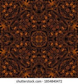 Vector abstract ethnic nature hand drawn ornamental background. Seamless pattern