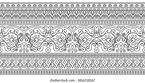 Vector abstract ethnic nature hand drawn ornamental background. Black and white seamless pattern