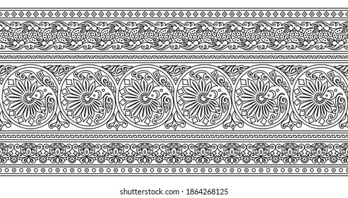 Vector abstract ethnic nature hand drawn ornamental background. Black and white seamless pattern