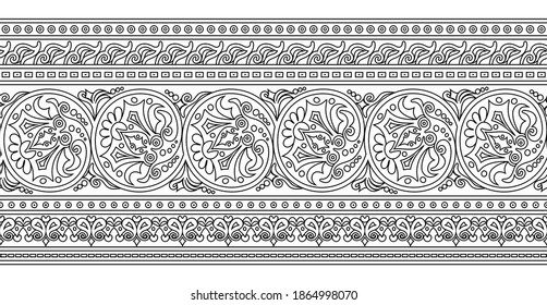 Vector abstract ethnic nature hand drawn ornamental background. Black and white seamless pattern