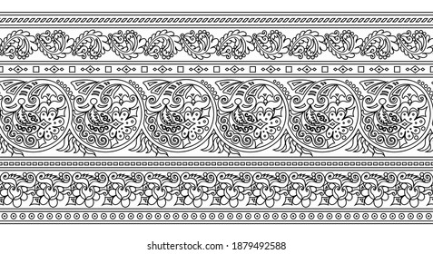 Vector abstract ethnic nature hand drawn ornamental background. Black and white seamless pattern