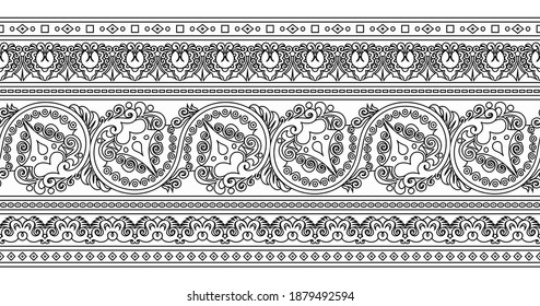 Vector abstract ethnic nature hand drawn ornamental background. Black and white seamless pattern