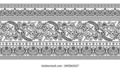 Vector abstract ethnic nature hand drawn ornamental background. Black and white seamless pattern