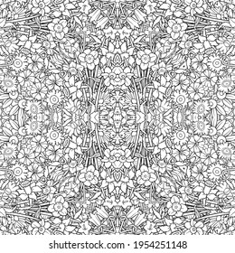 Naturaleza étnica abstracta vectorial dibujada a mano fondo ornamental. Patrón sin fisuras de arte en línea