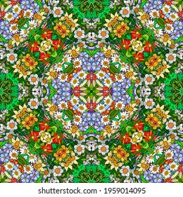 Vector abstract ethnic nature hand drawn ornamental background. Colorful seamless pattern