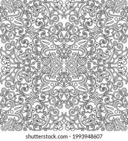 Vector abstract ethnic nature hand drawn ornamental background. Black and white seamless pattern