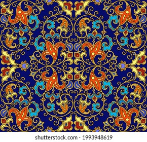 Vector abstract ethnic nature hand drawn ornamental background. Colorful seamless pattern