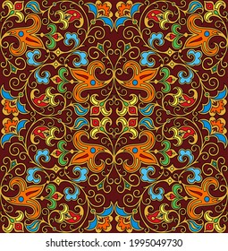 Naturaleza étnica abstracta vectorial dibujada a mano fondo ornamental. Patrón transparente y colorido