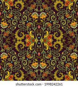 Vector abstract ethnic nature hand drawn ornamental background. Colorful seamless pattern