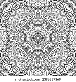 Vector abstract ethnic nature hand drawn ornamental background. Line art seamless pattern. Hand drawn, not AI