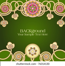 vector abstract ethnic patterns with a green background