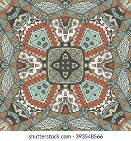 Vector abstract ethnic seamless pattern tribal background. Endless geometric print