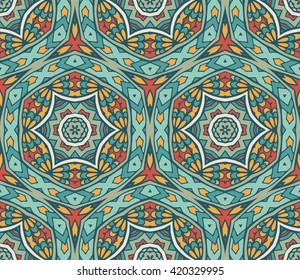 Vector abstract ethnic seamless pattern tribal background. Endless geometric print
