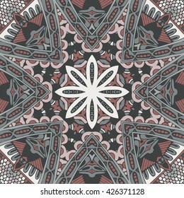Vector abstract ethnic seamless pattern tribal background. Endless geometric print