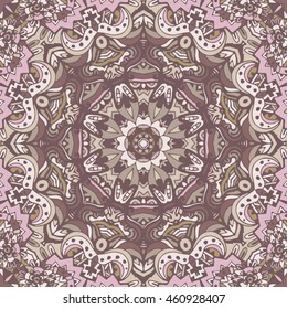 Vector abstract ethnic seamless pattern background. om mandala geometric print