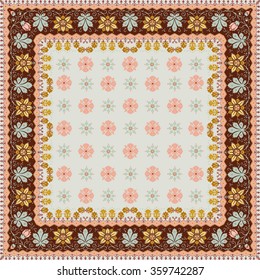 Vector abstract ethnic shawl floral pattern design for background or wallpaper. Colors trend