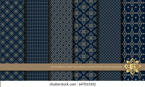 Vector abstract exotic Thai seamless pattern design collection, inclusive of pattern swatch