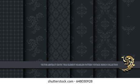 Vector abstract exotic Thai seamless pattern vintage design collection, inclusive of swatch pattern