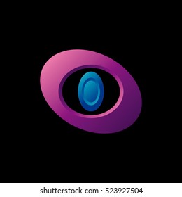 Vector abstract eye form logo isolated on black background