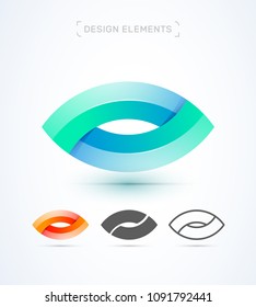 Vector abstract eye logo template. Material design, flat and line art style. Letter O