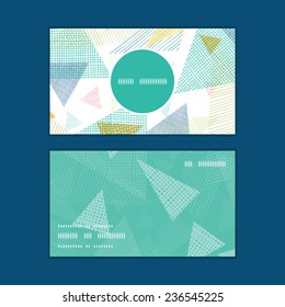 Vector abstract fabric triangles vertical round frame pattern business cards set