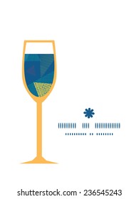 Vector abstract fabric triangles wine glass silhouette pattern frame