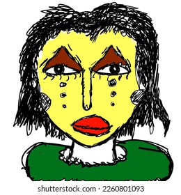 Cara abstracta vectorial con arte expresionista colorido