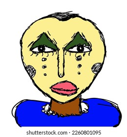 Image vectorielle abstraite visage avec art expressionniste coloré