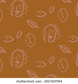Vector abstract faces pattern for design, decoration