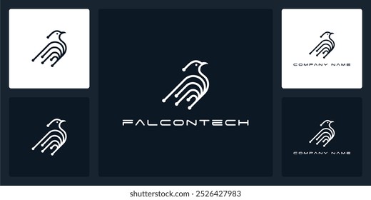 Vector abstract of falcon tech logo and icon template, can be used in various media easily, editable