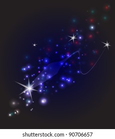 vector abstract falling star design against dark background