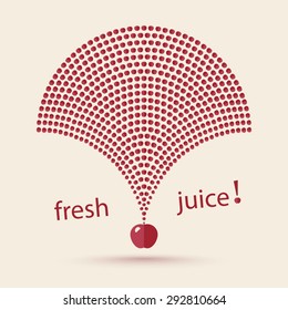 Vector abstract fan shaped decorative fountain image from red apples on a light beige  background for logo or icon design