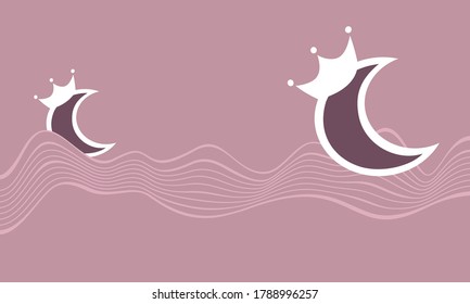 Vector abstracto de la fantasía de la joya de fondo de la lunas con coronas