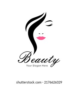 logotipo de belleza femenina abstracta vectorial