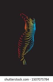Vector abstract female body made out of lines isolated in a dark background. Ideal for poster, cover, billboard.