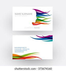 Vector Abstract female head, concept of hairdresser. Business card