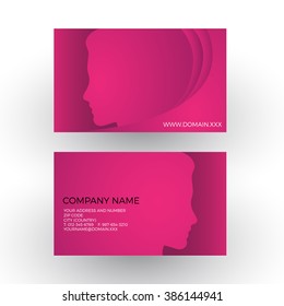 Vector abstract female head. Spa and hairdress business card