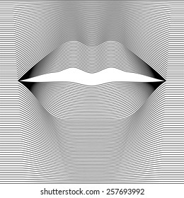 Vector abstract female lips of black lines