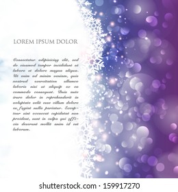 Vector abstract festive background with bokeh defocused lights.