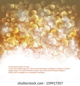 Vector abstract festive background with bokeh defocused lights.