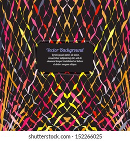 Vector abstract festive geometric colorful ribbons on dark background with place for your text