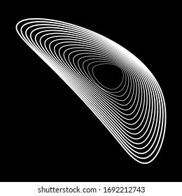 Figura abstracta del vector. Líneas. Efectos de onda, ilusión 3D. Fondo negro