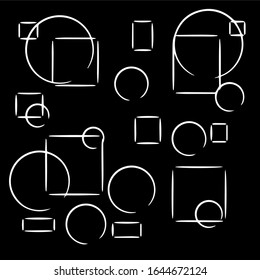 
Vector with abstract figures on a black background. Circles, squares. Print for fabric, paper.