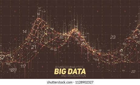 Vector abstract financial big data graph visualization. Stock index infographics aesthetic design. Visual information complexity. Intricate data threads chart. Business analytics.