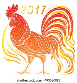 Vector abstract fire cock illustration - symbol 2017 year