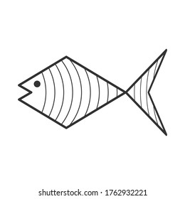 Ilustración de peces abstractos vectoriales para diseño de logotipos y temas, reserva de recortes y libro de coloreado, aislado en fondo blanco
