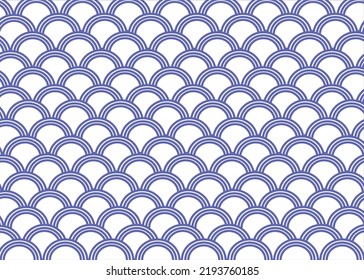 vector abstract fish scale pattern background fabric half circle  in light blue Japanese style