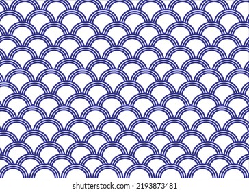 vector abstract fish scale pattern background fabric half circle  in light blue Japanese style