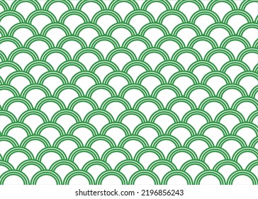 vector abstract fish scale pattern background fabric half circle  in green Japanese style
